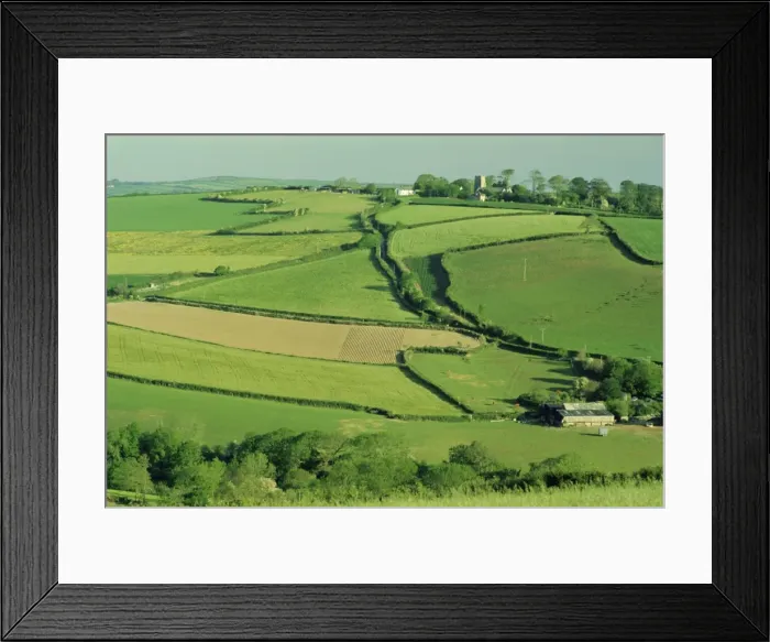 Framed Print : Fields and farms near Fowey, Cornwall, England, UK Framed Print : Fields and farms near Fowey, Cornwall, England, UK