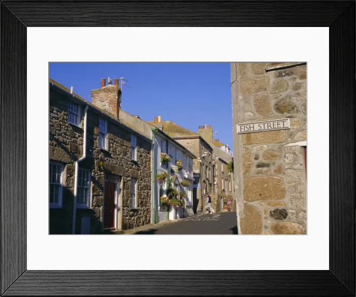 Framed Print : A typical street in St Ives, Cornwall, England, UK Framed Print : A typical street in St Ives, Cornwall, England, UK