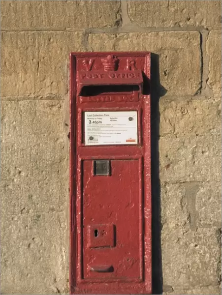 Victorian post box, Stanway village. The Cotswolds, Gloucestershire, England