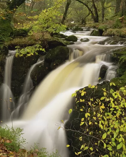Small waterfall on Aira river, Ullswater, Cumbria, England, United Kingdom, Europe