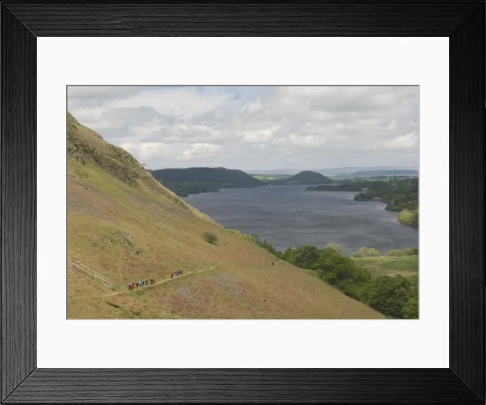 Framed Print : Walkers on the fell path, Lake Ullswater, Lake District National Park, Cumbria Framed Print : Walkers on the fell path, Lake Ullswater, Lake District National Park, Cumbria