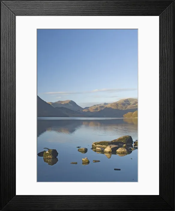 Framed Print : Early light looking south over Lake Ullswater, Lake District National Park Framed Print : Early light looking south over Lake Ullswater, Lake District National Park