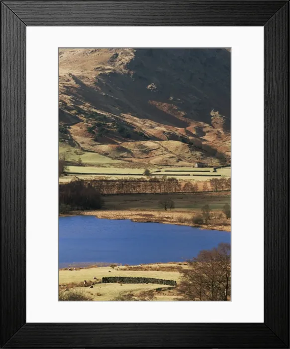 Framed Print : View to west across Little Langdale Tarn, Little Langdale, Lake District National Park