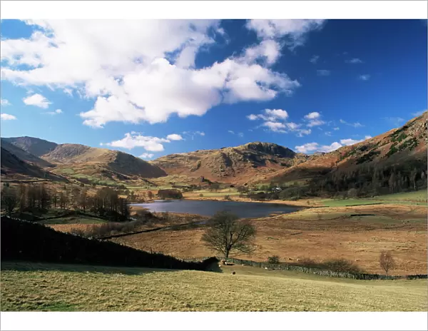 View to west across Little Langdale Tarn, Little Langdale, Lake District National Park
