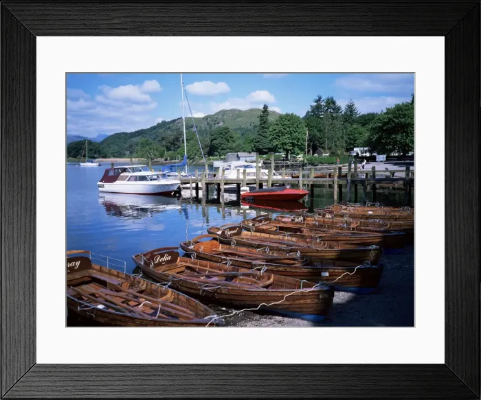 Framed Print : Rowing boats, Waterhead, Ambleside, Lake Windermere, Lake District, Cumbria Framed Print : Rowing boats, Waterhead, Ambleside, Lake Windermere, Lake District, Cumbria