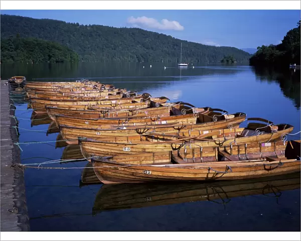 Rowing boats on lake, Bowness-on-Windermere, Lake District, Cumbria, England