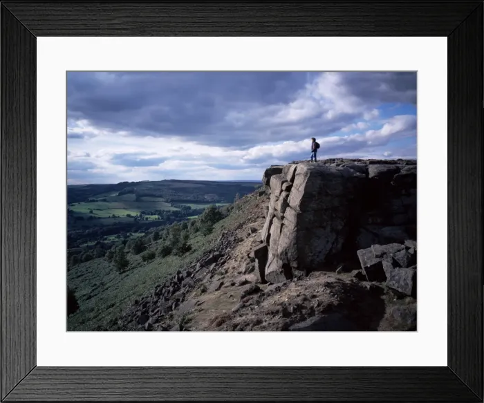 Framed Print : Walker on high rocks, Froggatt Edge, Derbyshire, England, United Kingdom, Europe Framed Print : Walker on high rocks, Froggatt Edge, Derbyshire, England, United Kingdom, Europe