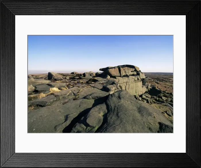 Framed Print : Rock patterns, Stanage Edge, Peak District National Park, Derbyshire, England