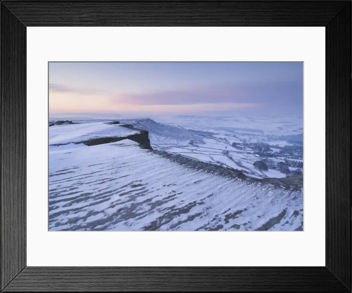 Framed Print : Snow at dawn, Froggatt Edge, Peak District, Derbyshire, England, UK Framed Print : Snow at dawn, Froggatt Edge, Peak District, Derbyshire, England, UK