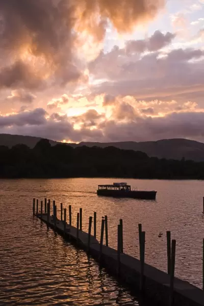 Derwentwater at sunset, Lake District National Park, Cumbria, England, United Kingdom