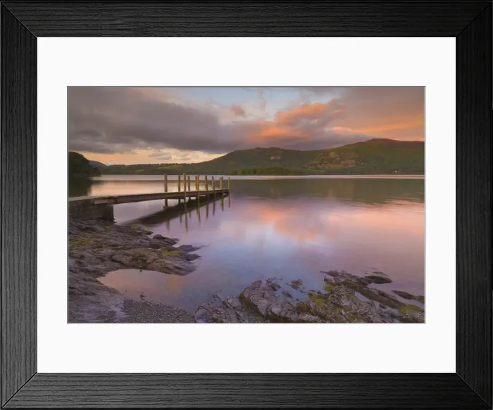 Framed Print : Sunset, Hawes End landing stage jetty, Derwent Water, Lake District, Cumbria Framed Print : Sunset, Hawes End landing stage jetty, Derwent Water, Lake District, Cumbria