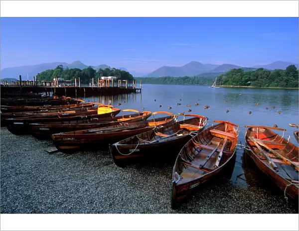 Boats on Derwent Water at Keswick, Lake District National Park, Cumbria