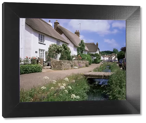 Thatched cottages, Otterton, south Devon, England, United Kingdom, Europe
