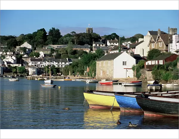 View across water from Noss Mayo to the village of Newton Ferrers, near Plymouth