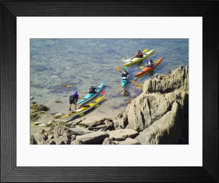Framed Print : Kayaks, Burgh island, Bigbury, South Hams, Devon, England, United Kingdom, Europe Framed Print : Kayaks, Burgh island, Bigbury, South Hams, Devon, England, United Kingdom, Europe