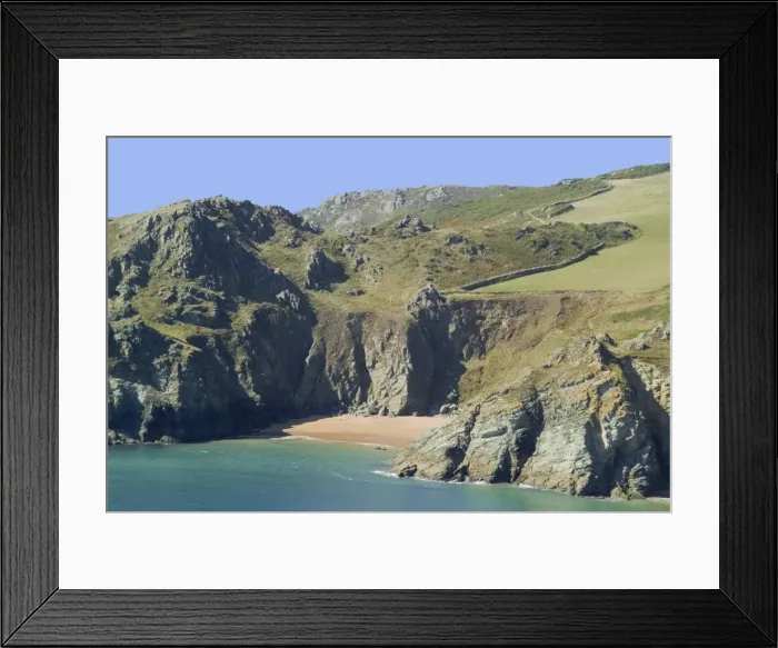 Framed Print : Gammon Head beach, Prawle Point, view from Devon Coast Path, South Hams Framed Print : Gammon Head beach, Prawle Point, view from Devon Coast Path, South Hams