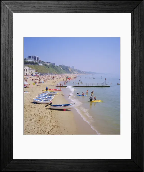 Framed Print : Beach and boats, Bournemouth, Dorset, England Framed Print : Beach and boats, Bournemouth, Dorset, England