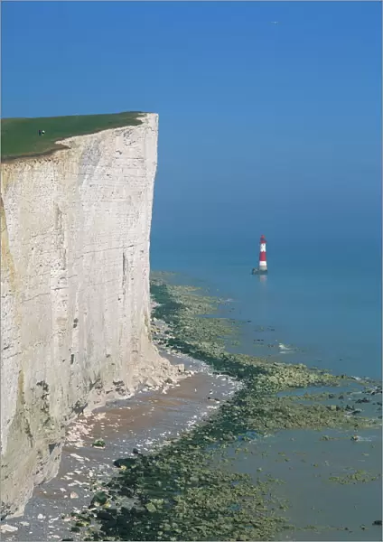 Lighthouse off Beachy Head, near Eastbourne, East Sussex, England, United Kingdom, Europe