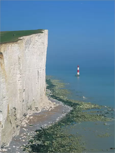 Lighthouse off Beachy Head, near Eastbourne, East Sussex, England, United Kingdom, Europe