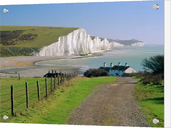 View to the Seven Sisters from Seaford Head, East Sussex, England, UK