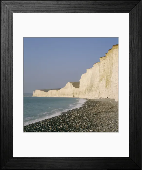 Framed Print : The Seven Sisters chalk cliffs seen from the beach at Birling Gap, East Sussex Framed Print : The Seven Sisters chalk cliffs seen from the beach at Birling Gap, East Sussex