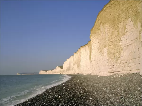 The Seven Sisters chalk cliffs seen from the beach at Birling Gap, East Sussex