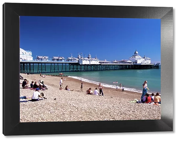 Eastbourne pier and beach, East Sussex, England, Great Britain, United Kingdom, Europe