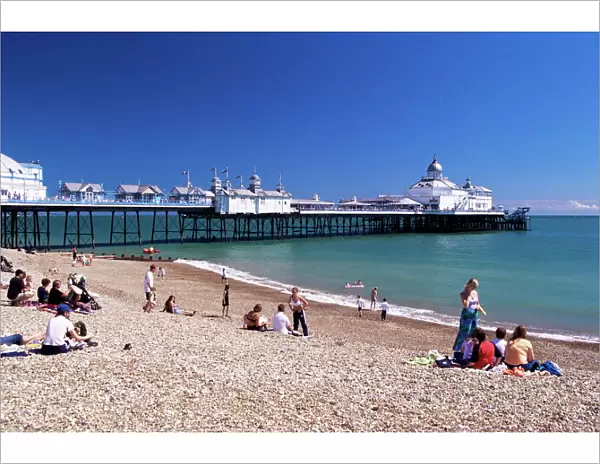 Eastbourne pier and beach, East Sussex, England, Great Britain, United Kingdom, Europe