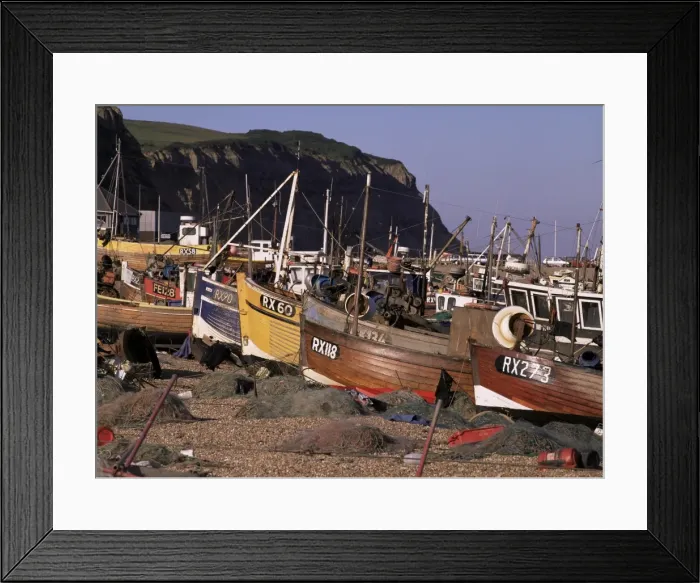 Framed Print : Fishing boats on the beach, Hastings, East Sussex, England, United Kingdom, Europe Framed Print : Fishing boats on the beach, Hastings, East Sussex, England, United Kingdom, Europe