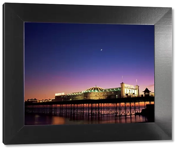 Brighton pier at twilight, Brighton, Sussex, England, United Kingdom, Europe
