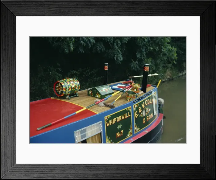Framed Print : Traditional narrow boat on Oxford Canal, England, United Kingdom, Europe Framed Print : Traditional narrow boat on Oxford Canal, England, United Kingdom, Europe