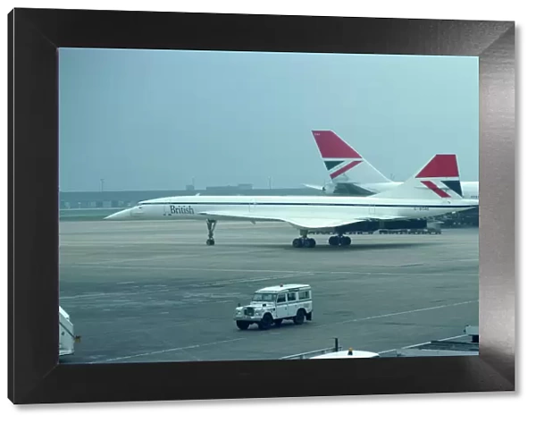 Concorde in the 1970s in British Airways livery, Heathrow, London, England