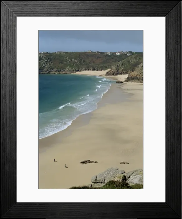 Framed Print : Porthcurno Beach from Logan Rock, Cornwall, England, United Kingdom, Europe Framed Print : Porthcurno Beach from Logan Rock, Cornwall, England, United Kingdom, Europe