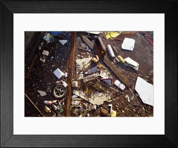 Framed Print : Rubbish in Gloucester Docks, England, United Kingdom, Europe
