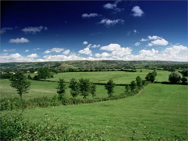 The Mendip Hills from Wedmore, Somerset, England, United Kingdom, Europe