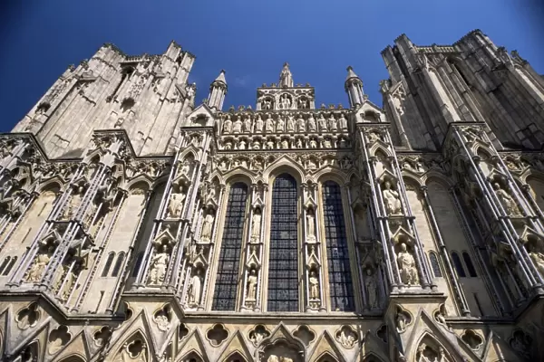 Architectural detail, West front, Wells Cathedral, Somerset, England, United Kingdom
