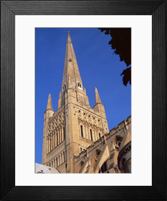 Framed Print : Norwich cathedral, tower dating from 11th century, with 15th century spire Framed Print : Norwich cathedral, tower dating from 11th century, with 15th century spire