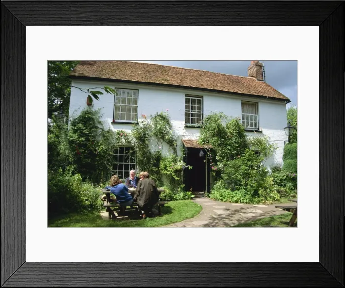 Framed Print : People sitting outside the Bush Inn, Ovington, Hampshire, England, United Kingdom, Europe Framed Print : People sitting outside the Bush Inn, Ovington, Hampshire, England, United Kingdom, Europe