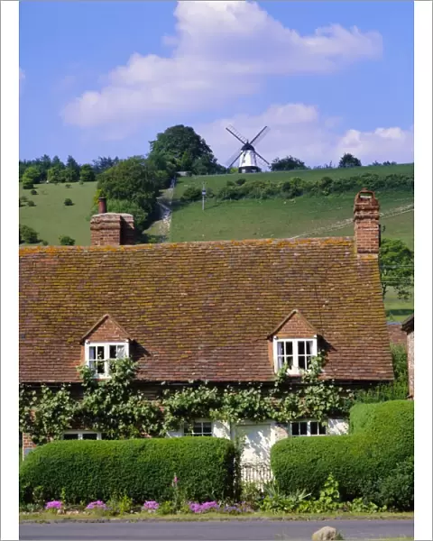 Windmill overlooking the village of Turville in the Chilterns, Buckinghamshire