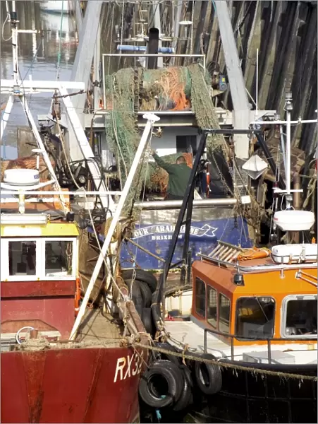 Fishing boats in the harbour, Whitstable, Kent, England, United Kingdom, Europe