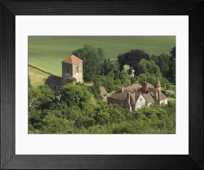 Framed Print : Church and manor house, Little Malvern, viewed from main ridge of the Malvern Hills Framed Print : Church and manor house, Little Malvern, viewed from main ridge of the Malvern Hills