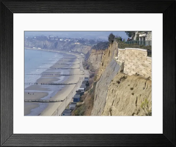 Framed Print : Anchored cliff wall, coast stabilisation, Sandown, Isle of Wight, England Framed Print : Anchored cliff wall, coast stabilisation, Sandown, Isle of Wight, England