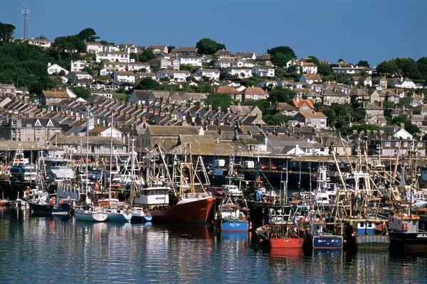 Fishing boats in harbour, Newlyn, Cornwall, England, United Kingdom, Europe