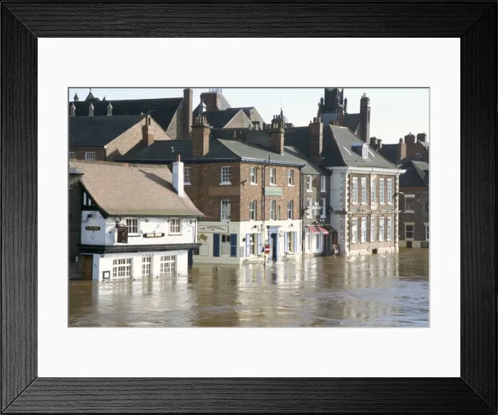 Framed Print : Flooded street in 2002, York, Yorkshire, England, United Kingdom, Europe Framed Print : Flooded street in 2002, York, Yorkshire, England, United Kingdom, Europe