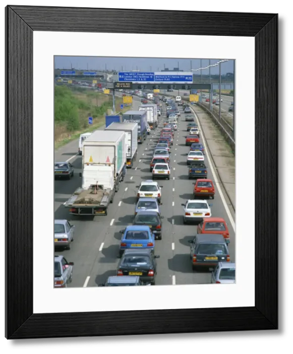 Framed Print : Traffic jam on the M25, England, United Kingdom, Europe Framed Print : Traffic jam on the M25, England, United Kingdom, Europe