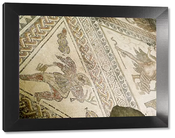 Mosaic, Chedworth Roman villa, Gloucestershire, England, United Kingdom, Europe