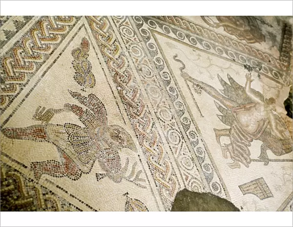 Mosaic, Chedworth Roman villa, Gloucestershire, England, United Kingdom, Europe