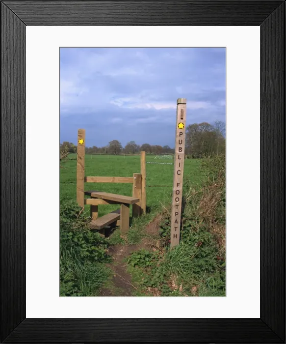 Framed Print : Entrance to public footpath, Cheshire, England, United Kingdom, Europe Framed Print : Entrance to public footpath, Cheshire, England, United Kingdom, Europe