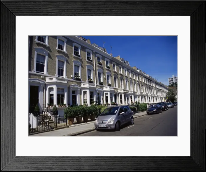 Framed Print : Terraced housing in street in Chelsea, SW3, London, England, United Kingdom, Europe Framed Print : Terraced housing in street in Chelsea, SW3, London, England, United Kingdom, Europe