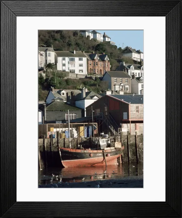Framed Print : Fishing boat and houses, Looe, Cornwall, England, United Kingdom, Europe Framed Print : Fishing boat and houses, Looe, Cornwall, England, United Kingdom, Europe